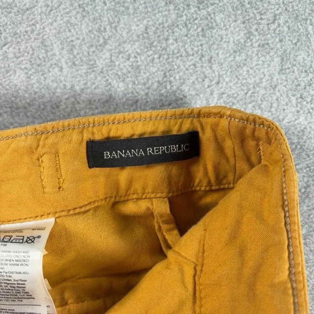 Banana Republic Cargo Pants Mens 33R Mustard Yellow Solid Utility Tapered Cuffed